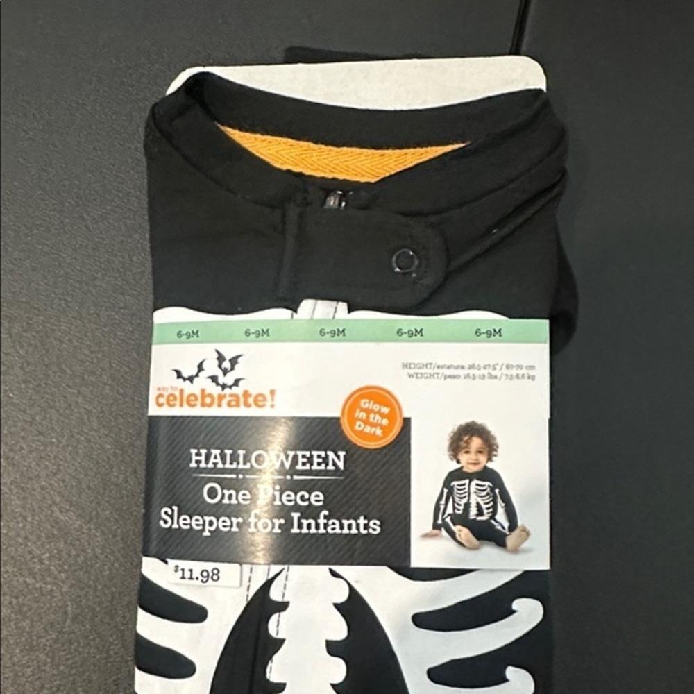 Celebrate Halloween Skeleton Infant Sleeper - Black and White